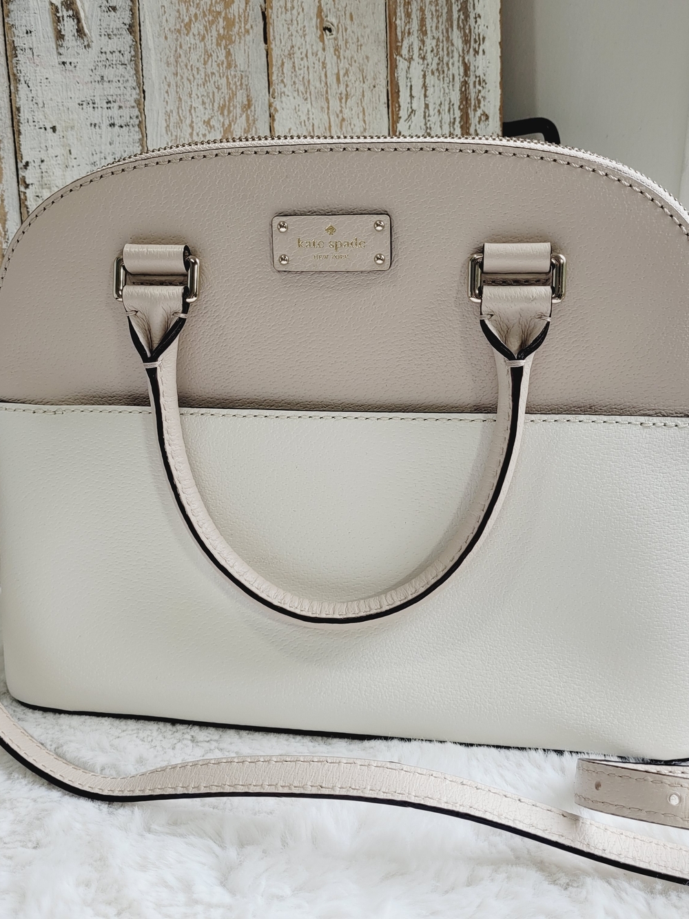 Kate Spade Two-Tone Cream & White Dome Satchel